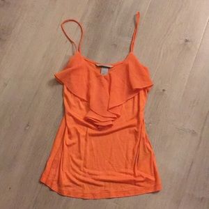H&M Orange Ruffle Trim Tank